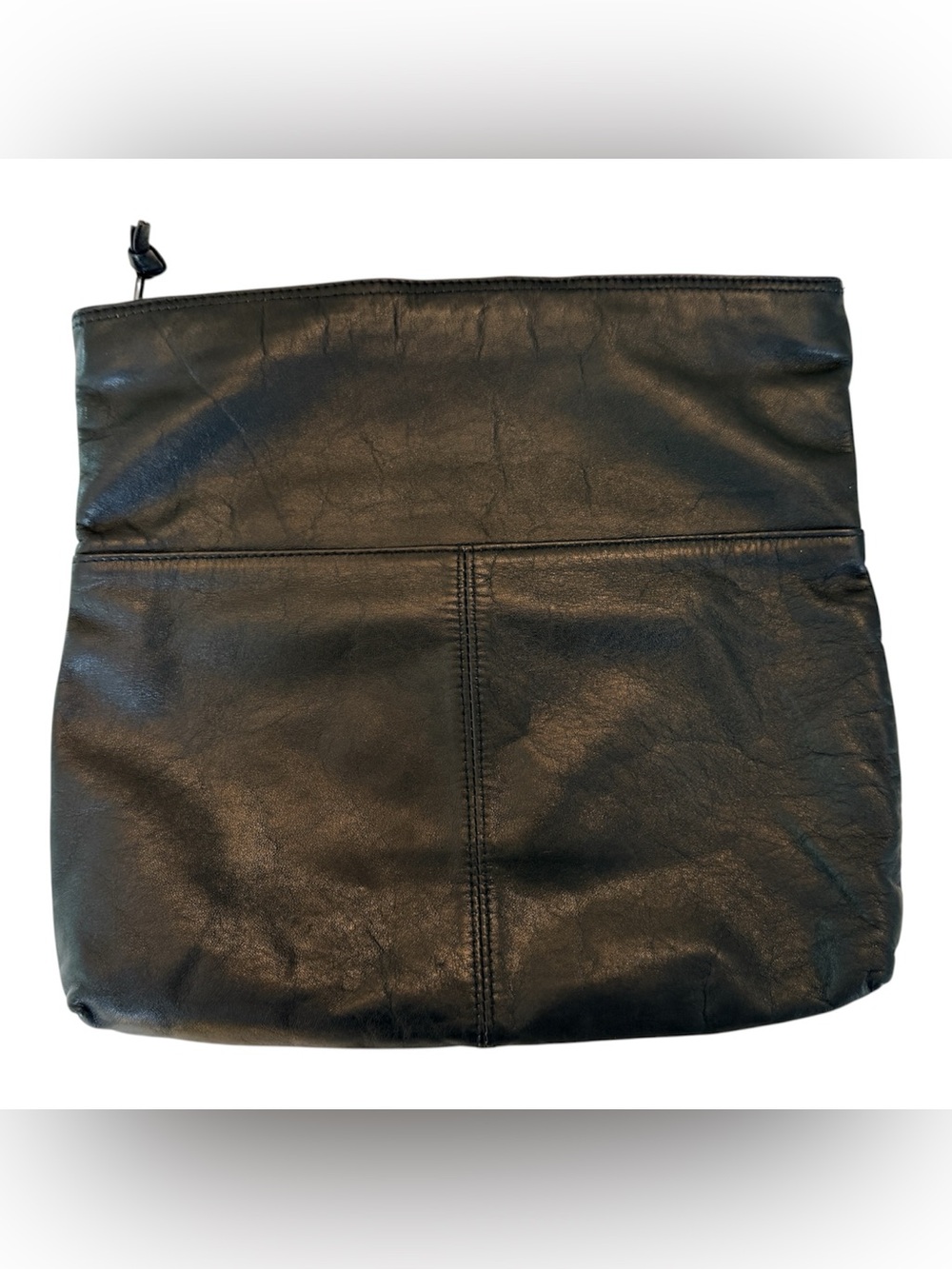 Vintage Toni Genuine Leather Black Slouchy Foldover Clutch Pouch Organizer